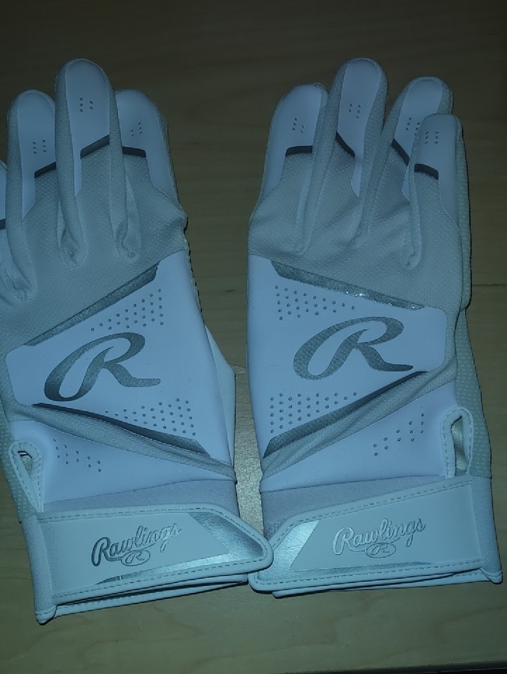Rawlings White Youth Batting Gloves with Gray Accents
